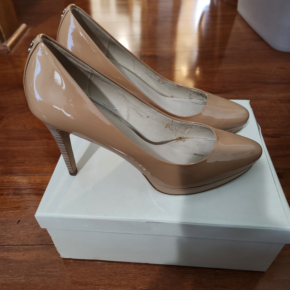 Nude Coach Platform Heels - Picture 2 of 10
